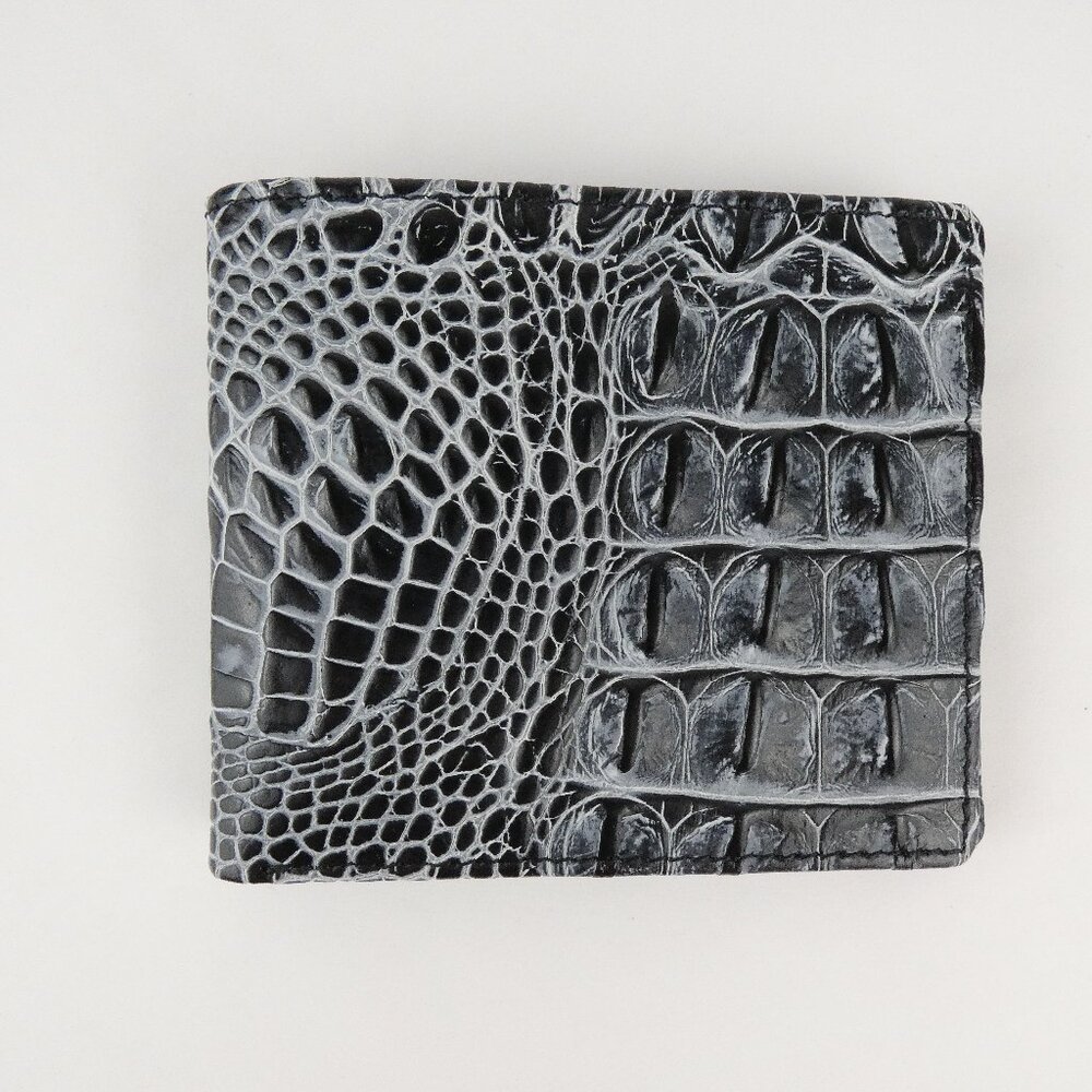 Roger Ximenez Wallet Men's Shadow Gray Mock Croc Genuine Leather Wallet NEW